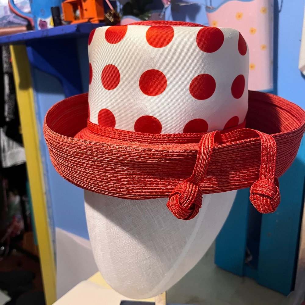 Vintage polka dot Vibrant Red Hat
